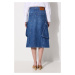 Džínová sukně JW Anderson Cargo Pocket Midi Skirt tmavomodrá barva, midi, áčková, DK0021.PG1560.