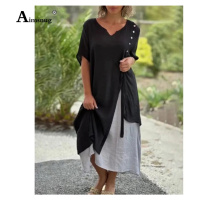 Letní šaty imitace dvojité sukni