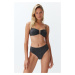 Trendyol Black Strapless Accessory Glitter High Waist High Leg Brazilian Bikini Set