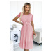 Růžové midi šaty s plisovanou sukní