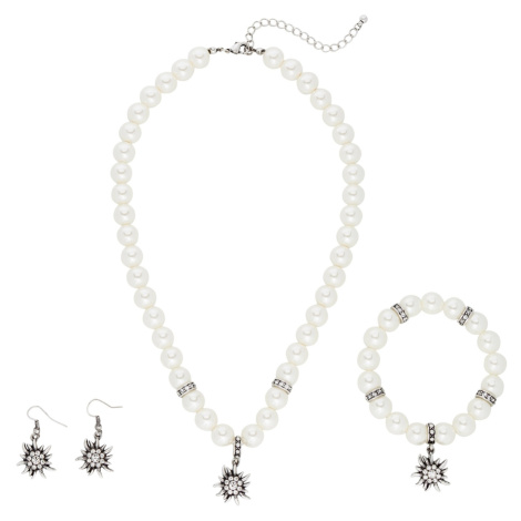 BONPRIX set náhrdelník + náramek + náušnice Barva: Bílá