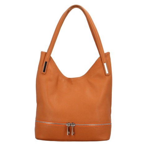 Trendy dámská kožená kabelka přes rameno Delami Fidellin, oranžová Delami Vera Pelle