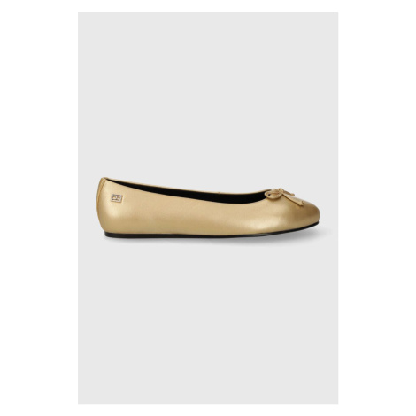 Kožené baleríny Tommy Hilfiger ESSENTIAL GOLDEN BALLERINA zlatá barva, FW0FW07865