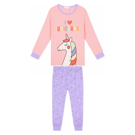 Dívčí pyžamo - KUGO MP1352, lososová/fialková Barva: Lososová