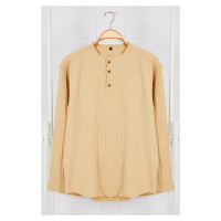 Trendyol Beige Relaxed Fit Linen Shirt