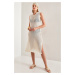 Bianco Lucci Women's Slit Patterned Sleeveless Beach Dress