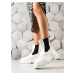 Klasické dámské  kotníčkové boty bílé na plochém podpatku