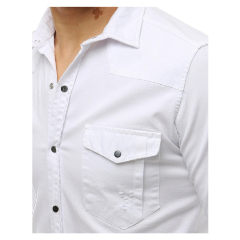 Bílé pánské tričko s dlouhým rukávem DX1926 DStreet