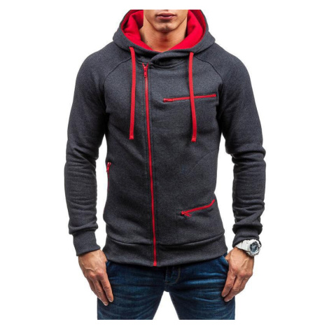Pánská mikina s kapucí a asymetrickým zipem