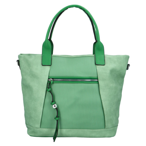 Koženková dámská kabelka se svislými proužky Nancy, zelená Maria C.