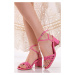 Růžové sandály na hrubém podpatku Nawel