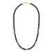 Manoki Pánský korálkový náhrdelník Henri - 6 mm černý onyx a pravý korál WA677GR Červená 45 cm