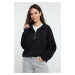 Trendyol Black Oversize/Wide Zipper Collar Flexible Knitted Sweatshirt