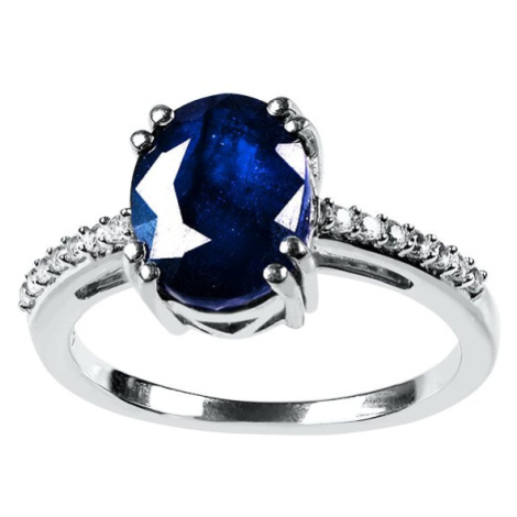Stříbrný prsten s modrým Safírem a bílým Topazem Planet Shop