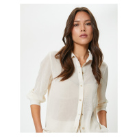 Koton Long Sleeve Shirt Textured Buttoned Classic Collar