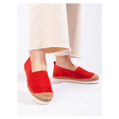 T.Sokolski Komfortní espadryly červené dámské bez podpatku T. Sokolski