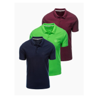 Set of men's pique knit polo shirts 3-pack - mix V12 Z28