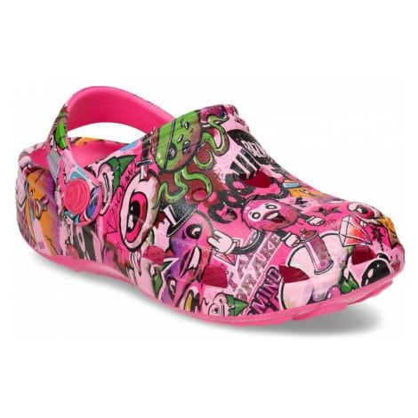 Růžové dětské sandály s barevným potiskem Coqui