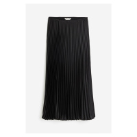 H & M - Plisovaná midi sukně - černá