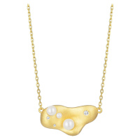 Preciosa Pozlacený náhrdelník Smooth s říční perlou a kubickou zirkonií Preciosa 5394Y01
