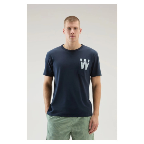Tričko woolrich flag t-shirt modrá