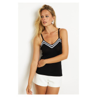 Cool & Sexy Women's Black Stripe Banded Blouse