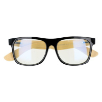 Sunmania Sunmania Černé dřevěné čiré brýle Wayfarer 