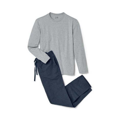 Pánské pyžamo s flanelovými kalhotami, šedé a tmavě modré , vel. S