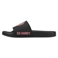 Ed Hardy Sexy beast sliders black-fluo red Černá