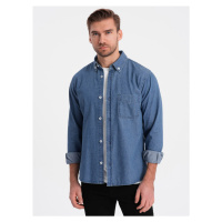 Classic men's SLIM denim shirt - blue OM-SHDS-0116