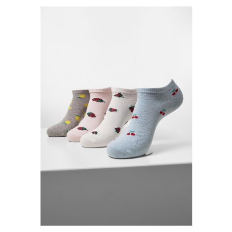Ovocné neviditelné ponožky z recyklované příze 4 balení šedá+krémová+světlemodrá+růžová Urban Classics