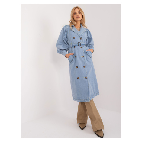Světle modrý dámský džínový kabát s knoflíky Factory Price