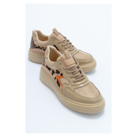 LuviShoes Aere Women's Beige Patterned Sneakers