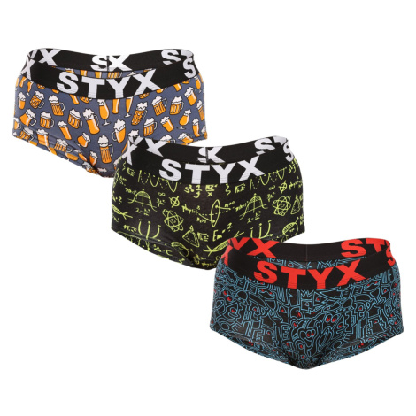 3PACK dámské kalhotky Styx art s nohavičkou vícebarevné (3IN12672)