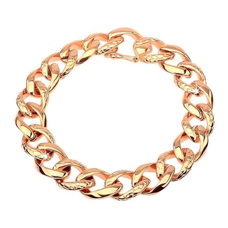 Ocelový náramek - tlustý řetěz zdobený hadím vzorem, měděná barva Šperky eshop