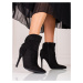 Trendy dámské kotníčkové boty černé na jehlovém podpatku