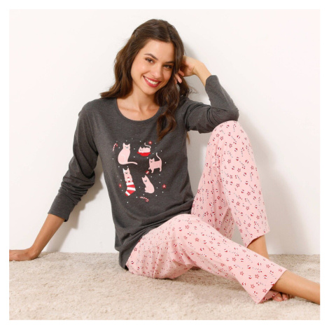 Pyžamo s potiskem kočky, dodáváno se sladěným sáčkem Blancheporte