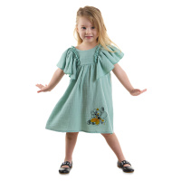 Denokids Floral Baby Girl Green Muslin Dress