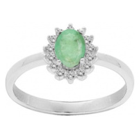Brilio Silver Nádherný stříbrný prsten se smaragdem R-FS-5626E 50 mm