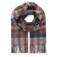 Ombre Men's Scottish check scarf with tassels - brown and brick