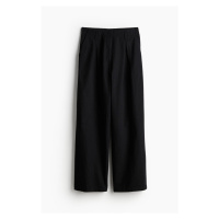 H & M - Široké kalhoty z lněné směsi - černá