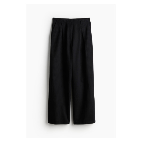 H & M - Široké kalhoty z lněné směsi - černá H&M