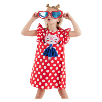 Denokids Cat Girl's Dress Poplin Red Polka Dot Summer Poplin Dress