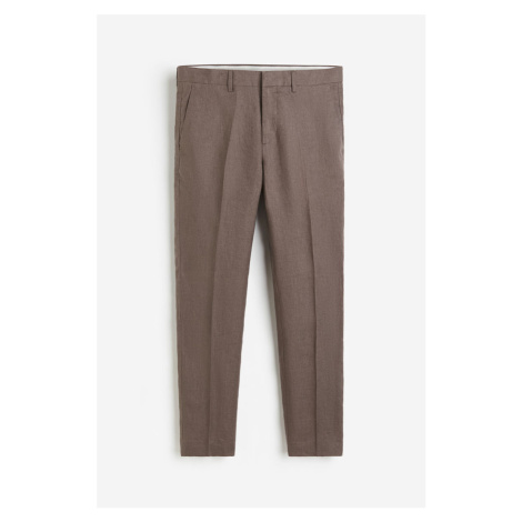 H & M - Lněné společenské kalhoty Slim Fit - béžová H&M