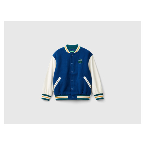 Benetton, Bomber Jacket In Wool Blend With Back Embroidery United Colors of Benetton