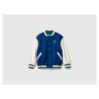 Benetton, Bomber Jacket In Wool Blend With Back Embroidery