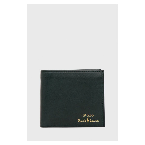 Kožená peněženka Polo Ralph Lauren zelená barva