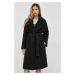 Vlněný kabát Pinko černá barva, přechodný, oversize