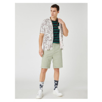 Koton Summer Shirts With Short Sleeves, Floral Printed Shirt Turndown Collar Cotton
