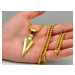 Camerazar Unisex náhrdelník s aztéckým hrotem šípu, zlatá/stříbrná barva, délka 60 cm